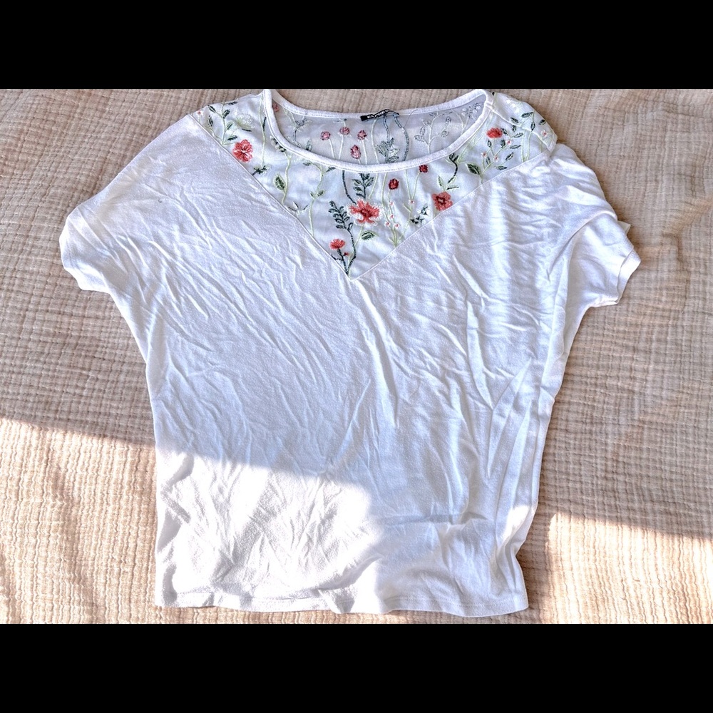 white shirt with lace detail